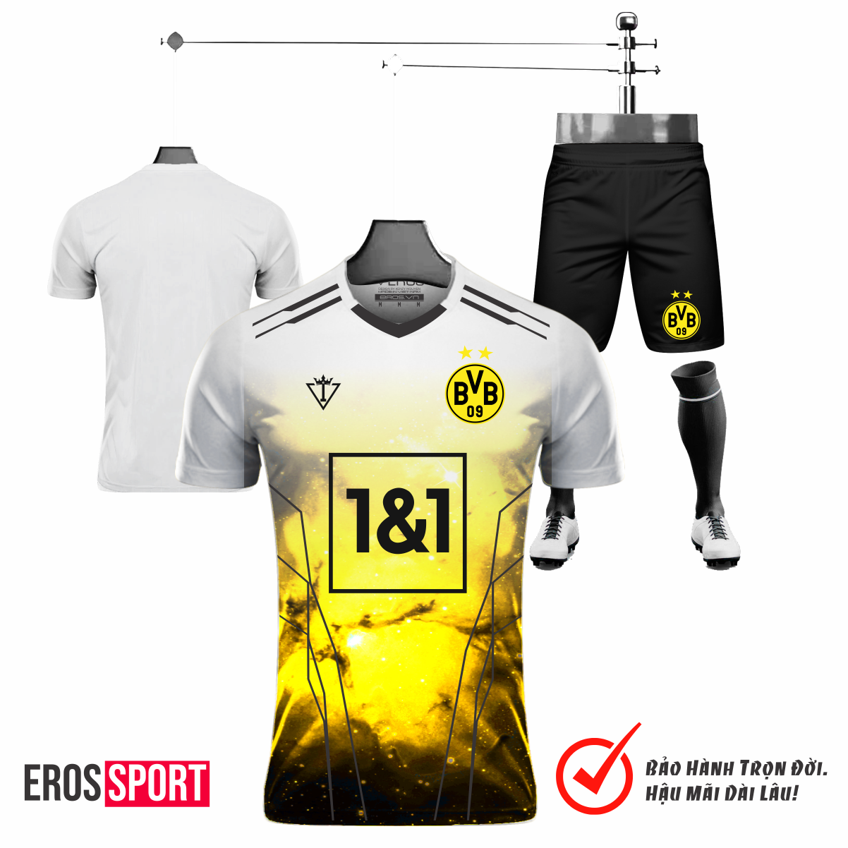 QUẦN ÁO BÓNG ĐÁ DORTMUND TRẮNG - WIN8