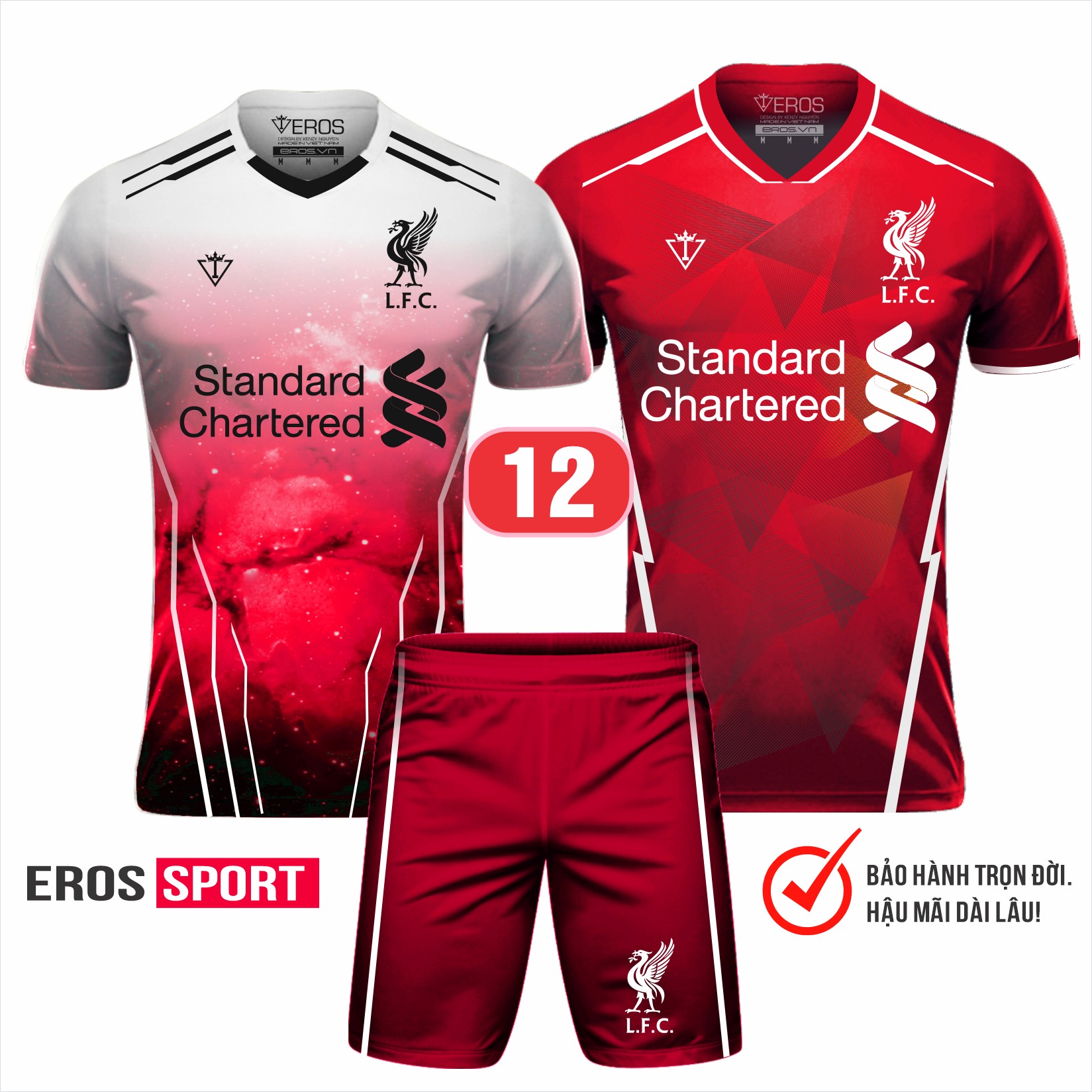COMBO Quần áo bóng đá LIVERPOOL T17 Trắng - Đỏ_ MÃ 12