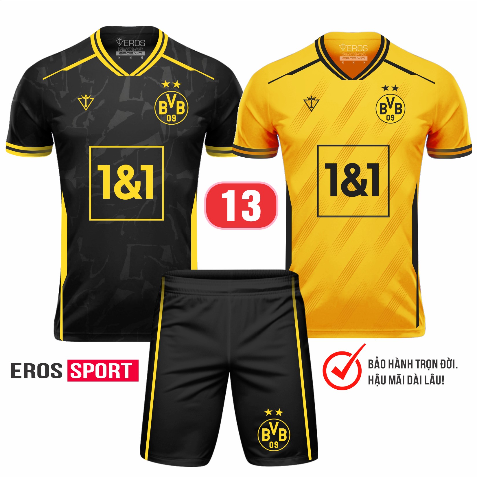 COMBO Quần áo bóng đá DORTMUND T17 Đen - Vàng_ MÃ 13