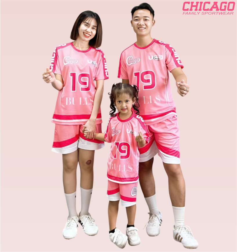 BỘ ĐỒ THỂ THAO GIA ĐÌNH-GĐ6 CHICAGO HỒNG