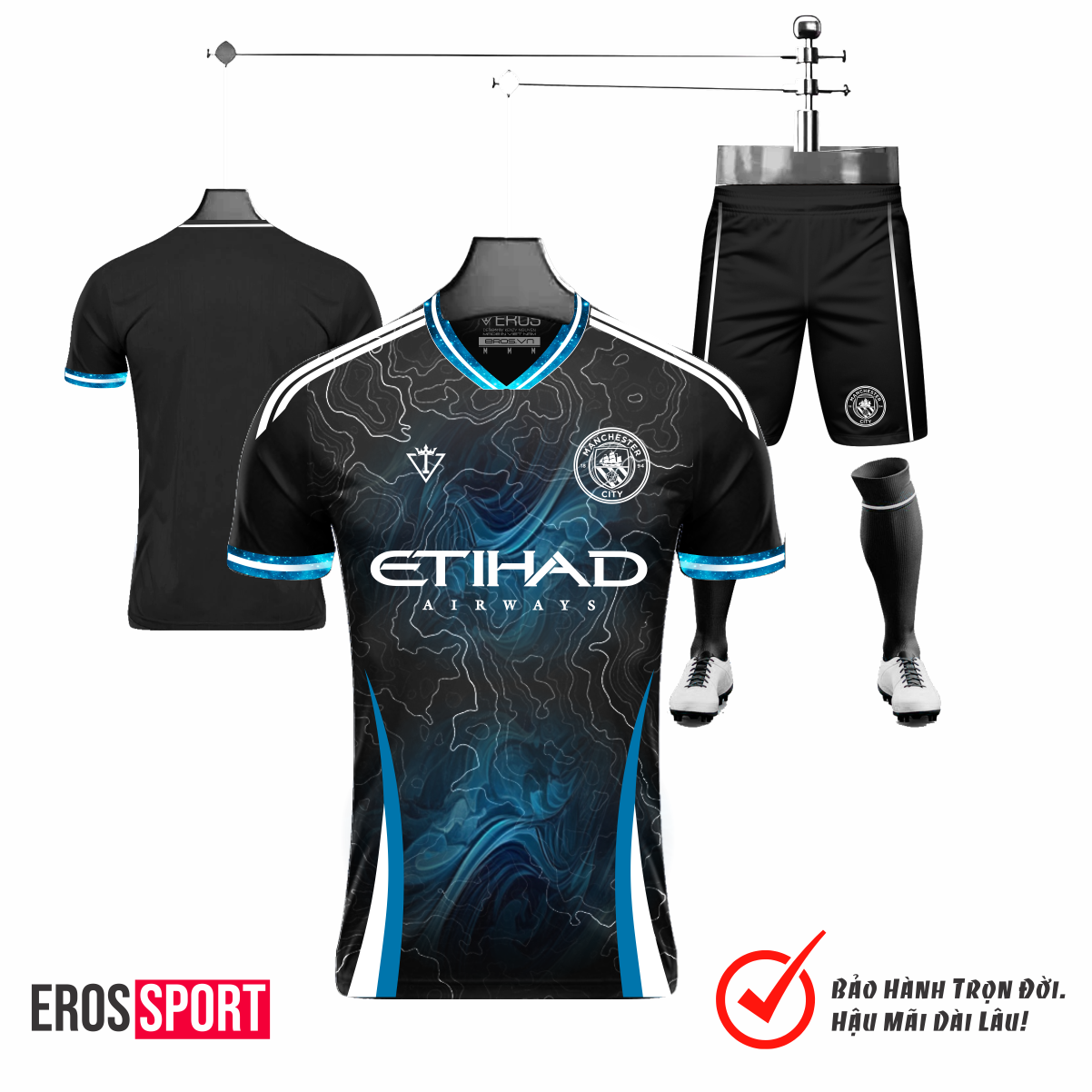 BỘ QUẦN ÁO BÓNG ĐÁ MANCHESTER CITY TL01-ĐEN