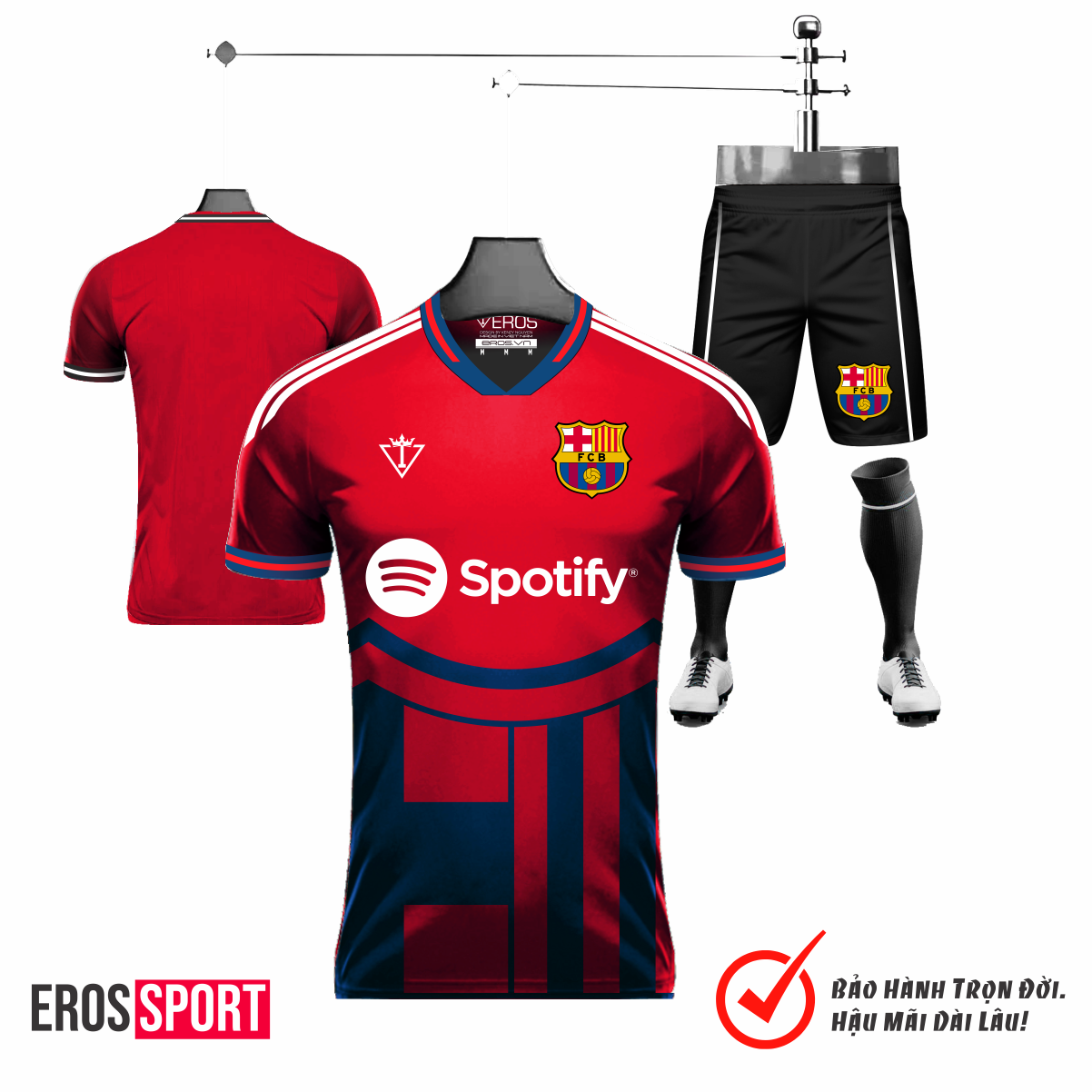 BỘ QUẦN ÁO BÓNG ĐÁ BARCELONA TL01-ĐỎ