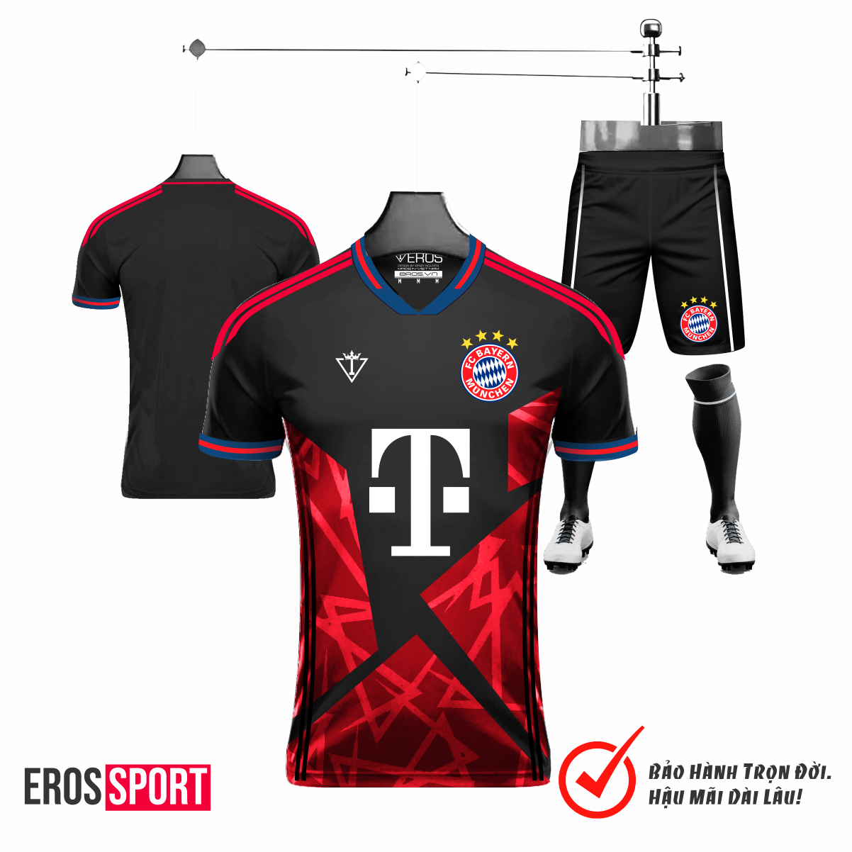 BỘ QUẦN ÁO BÓNG ĐÁ BAYERN MUCHEN TL01-ĐEN