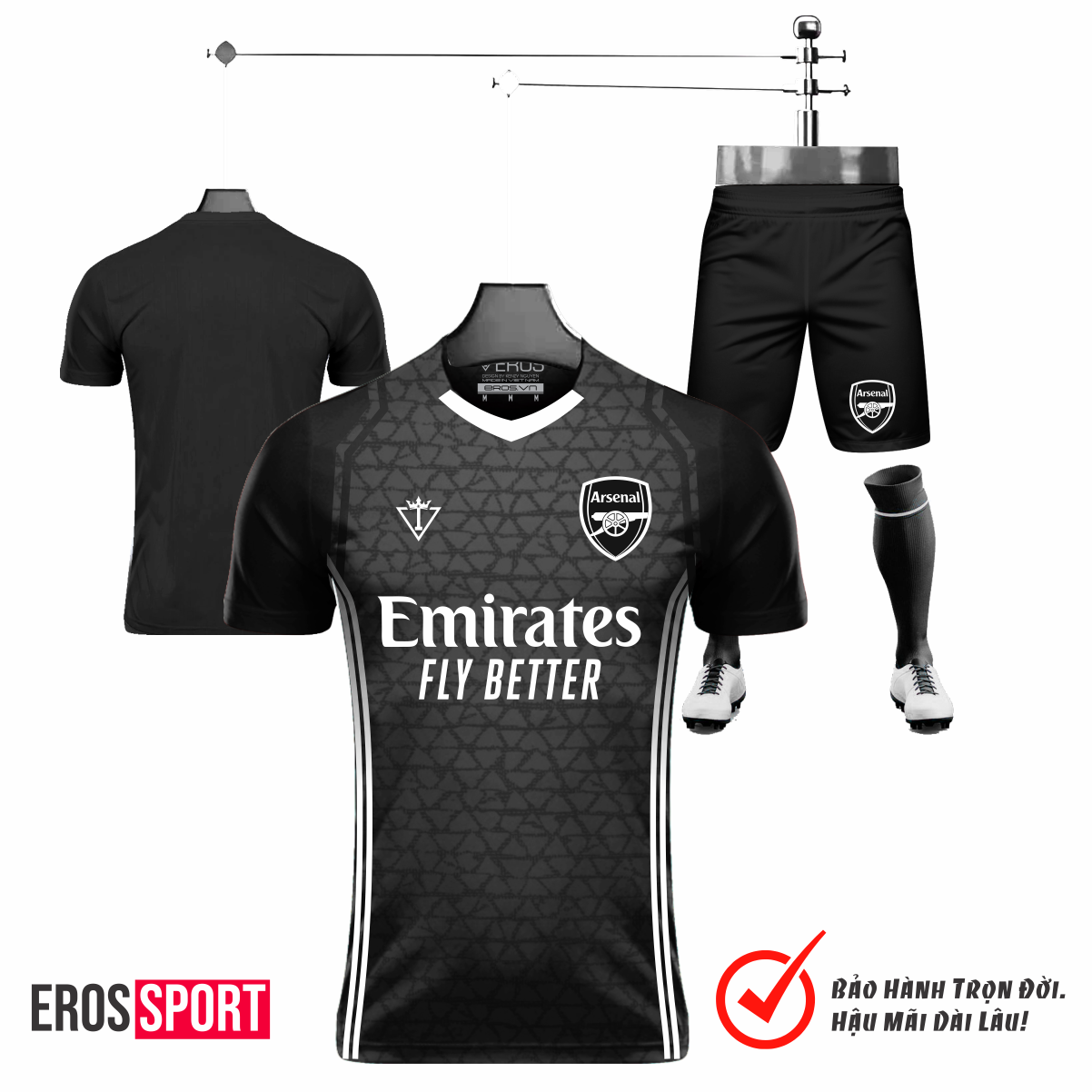 QUẦN ÁO BÓNG ĐÁ ARSENAL ĐEN - WIN8