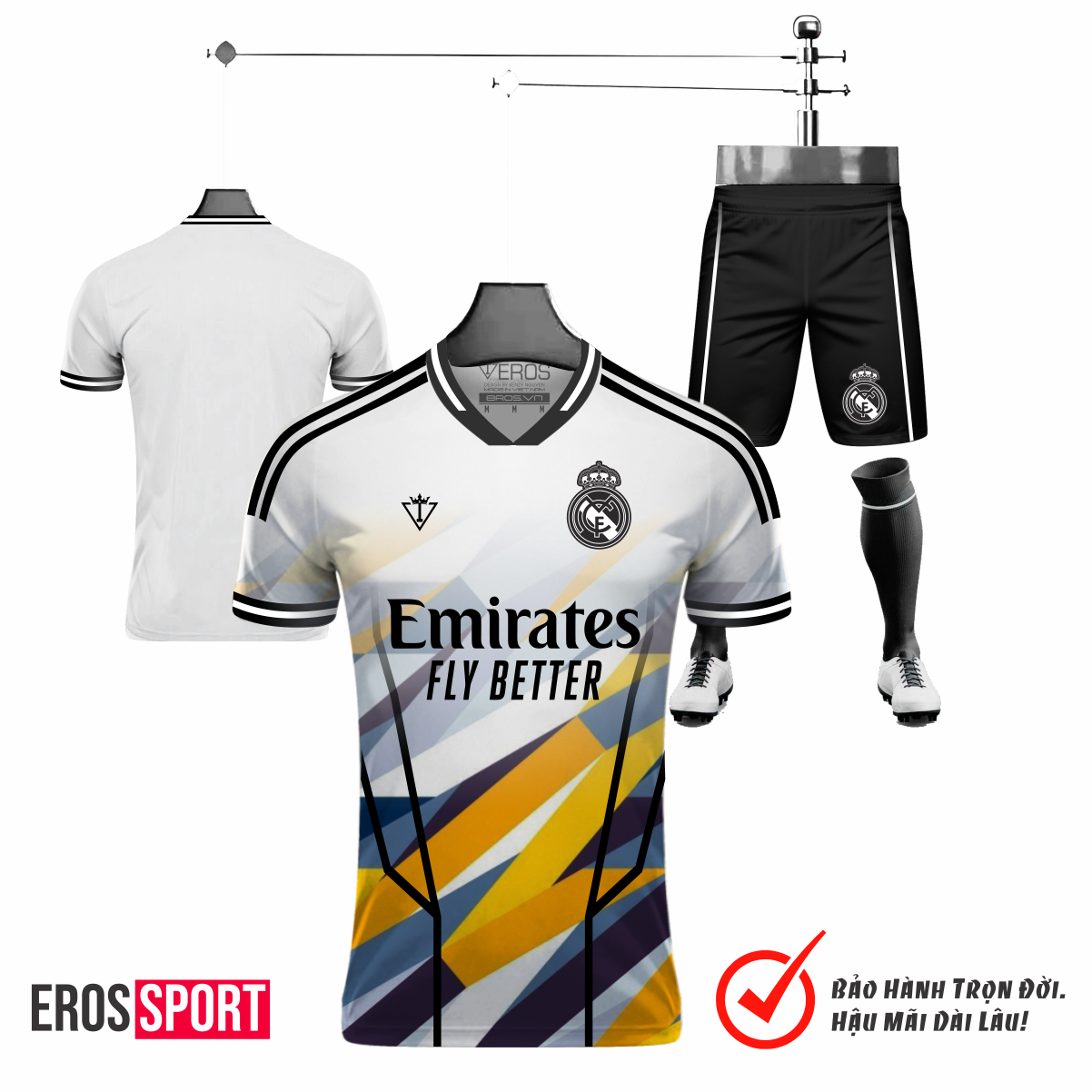 BỘ QUẦN ÁO BÓNG ĐÁ REAL MADRID TL01-TRẮNG