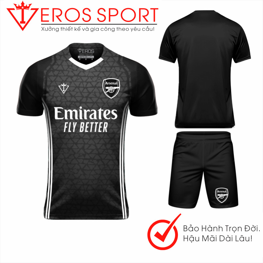 QUẦN ÁO BÓNG ĐÁ ARSENAL ĐEN - W8