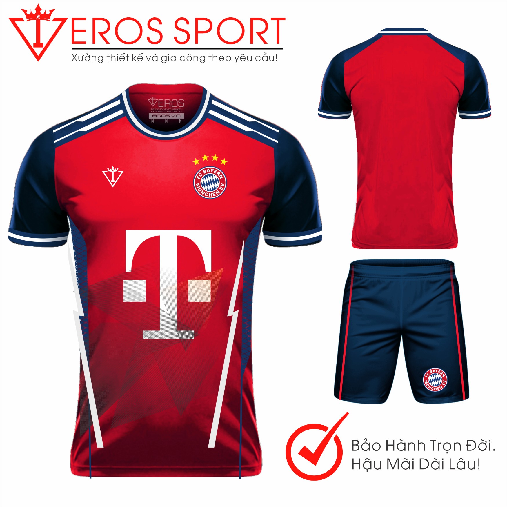 QUẦN ÁO BÓNG ĐÁ BAYERN MUNICH ĐỎ - T17