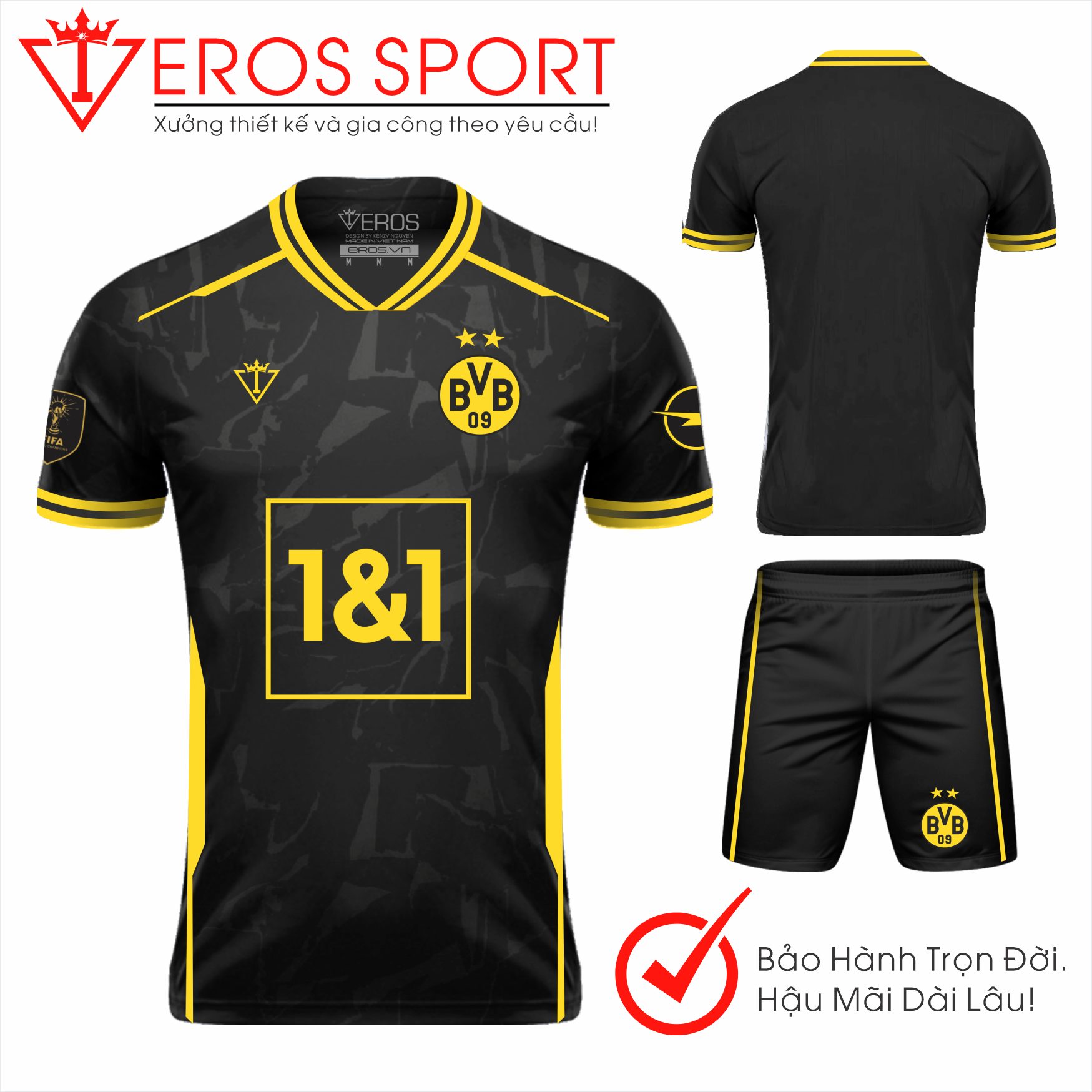 QUẦN ÁO BÓNG ĐÁ DORTMUND ĐEN - T17