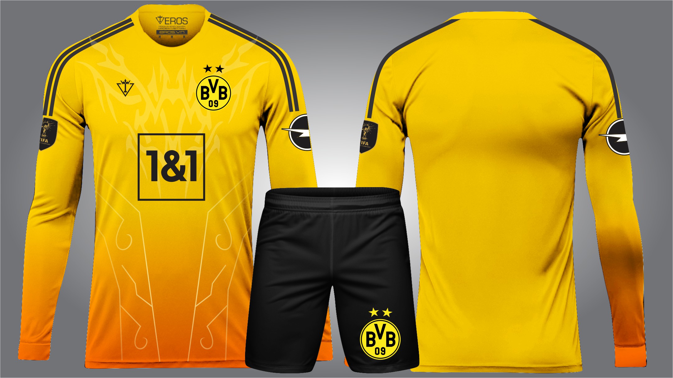 QUẦN ÁO BÓNG ĐÁ ( TAY DÀI ) BORUSSIA DORTMUND VÀNG - D4