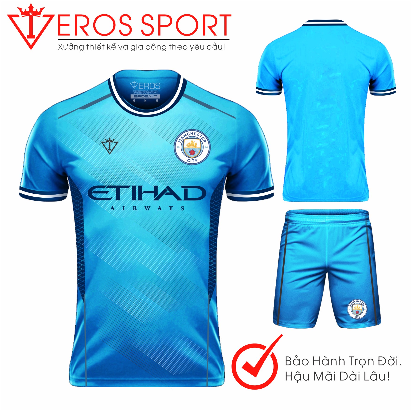 QUẦN ÁO BÓNG ĐÁ MANCITY XANH - T17