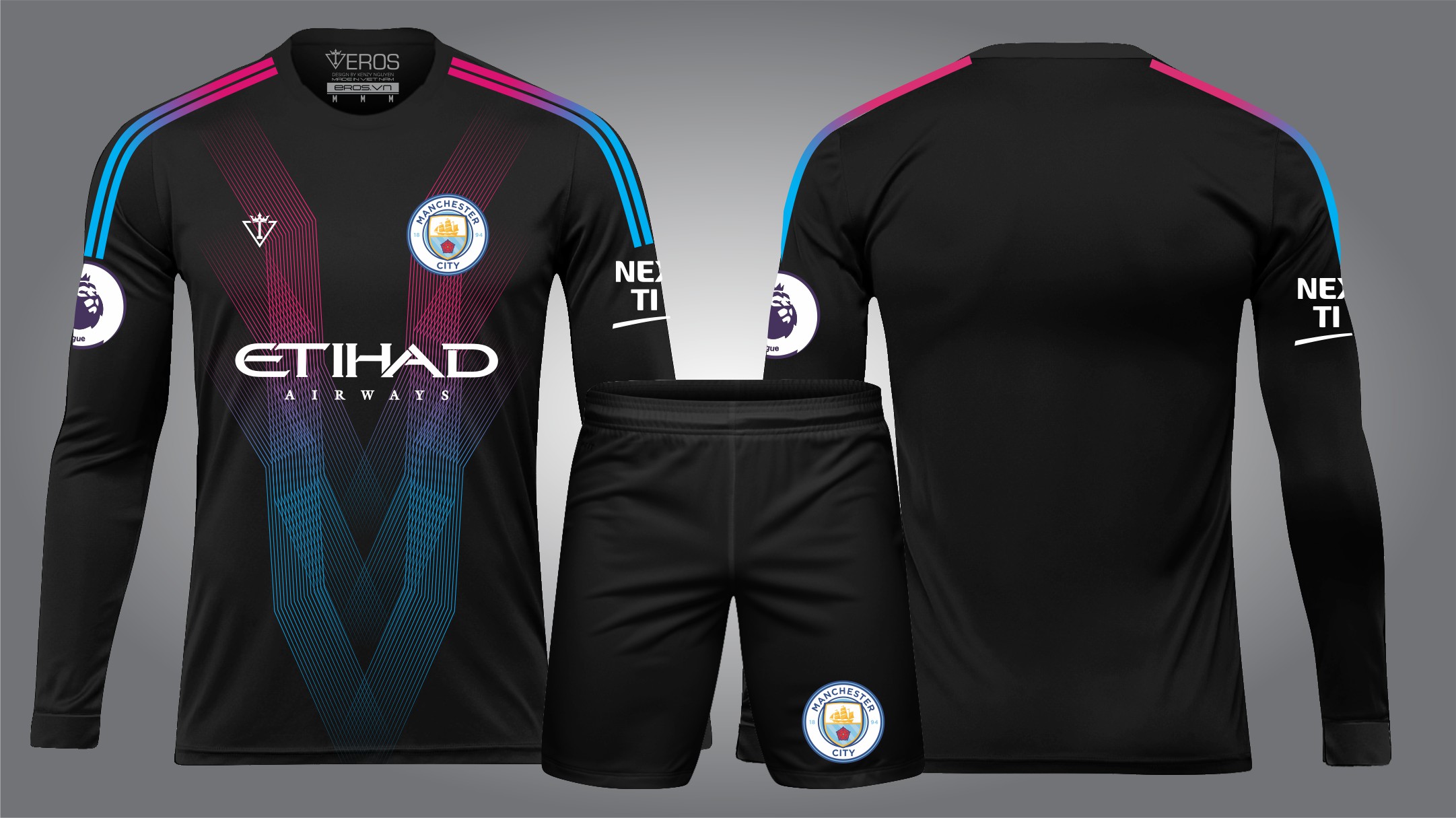 QUẦN ÁO BÓNG ĐÁ ( TAY DÀI ) MANCITY ĐEN - D4