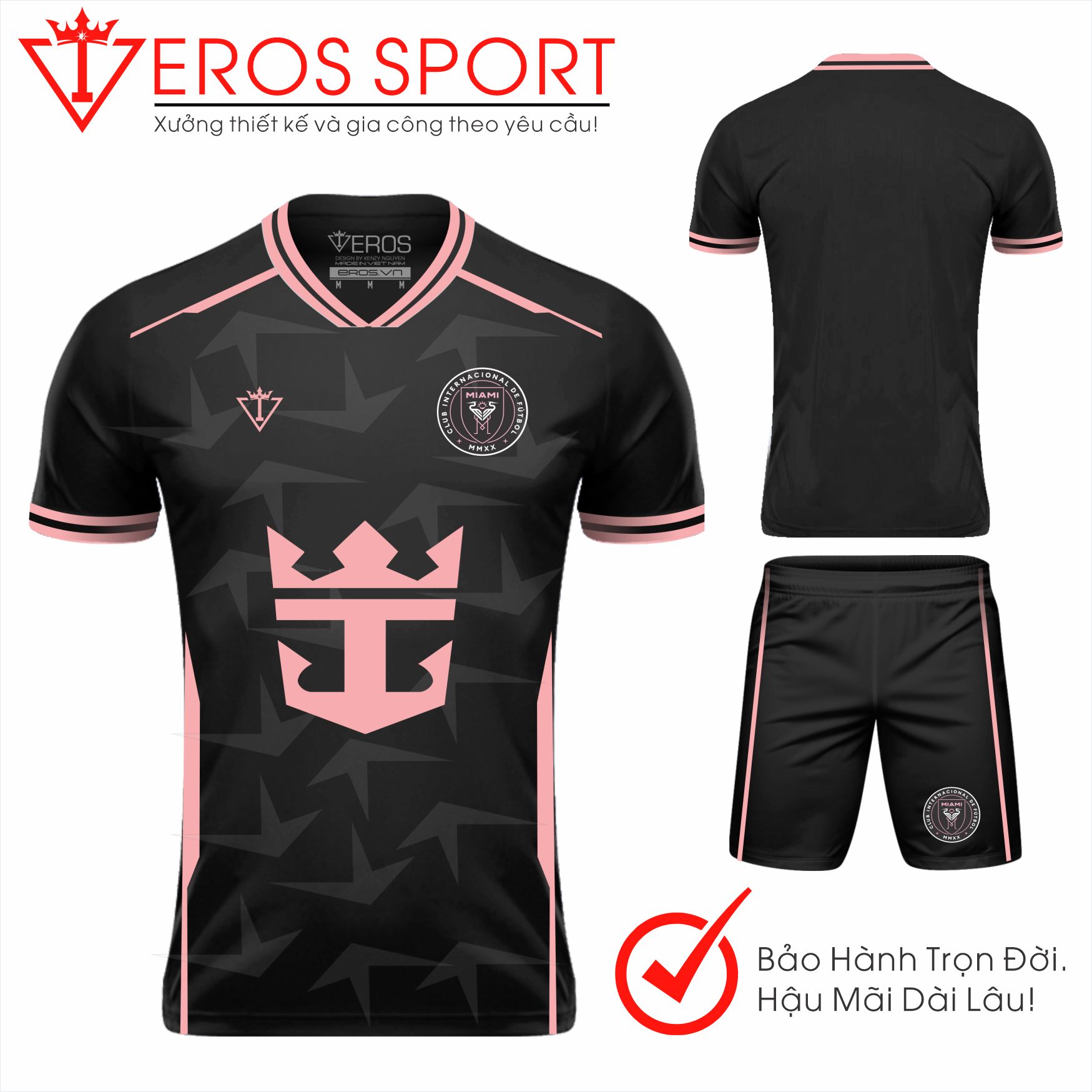 QUẦN ÁO BÓNG ĐÁ MIAMI ĐEN - T17