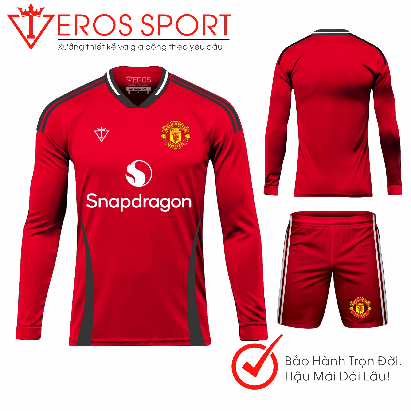 QUẦN ÁO BÓNG ĐÁ ( TAY DÀI ) MANCHESTER UNITED ĐỎ - D5