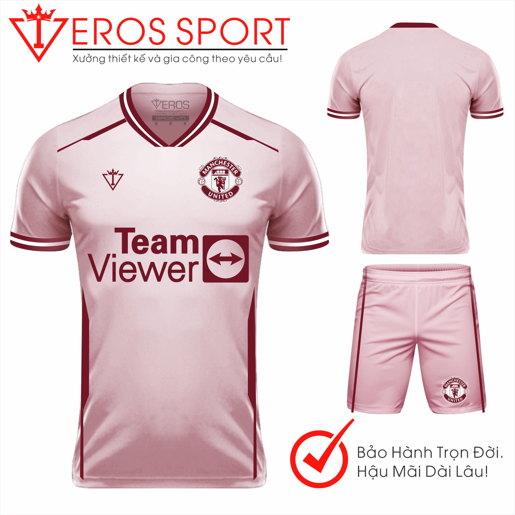 QUẦN ÁO BÓNG ĐÁ MANCHESTER UNITED HỒNG - T17