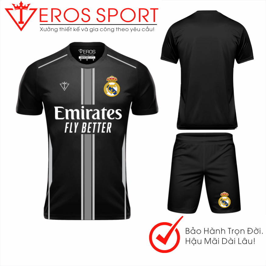 QUẦN ÁO BÓNG ĐÁ REAL MARID ĐEN - W8