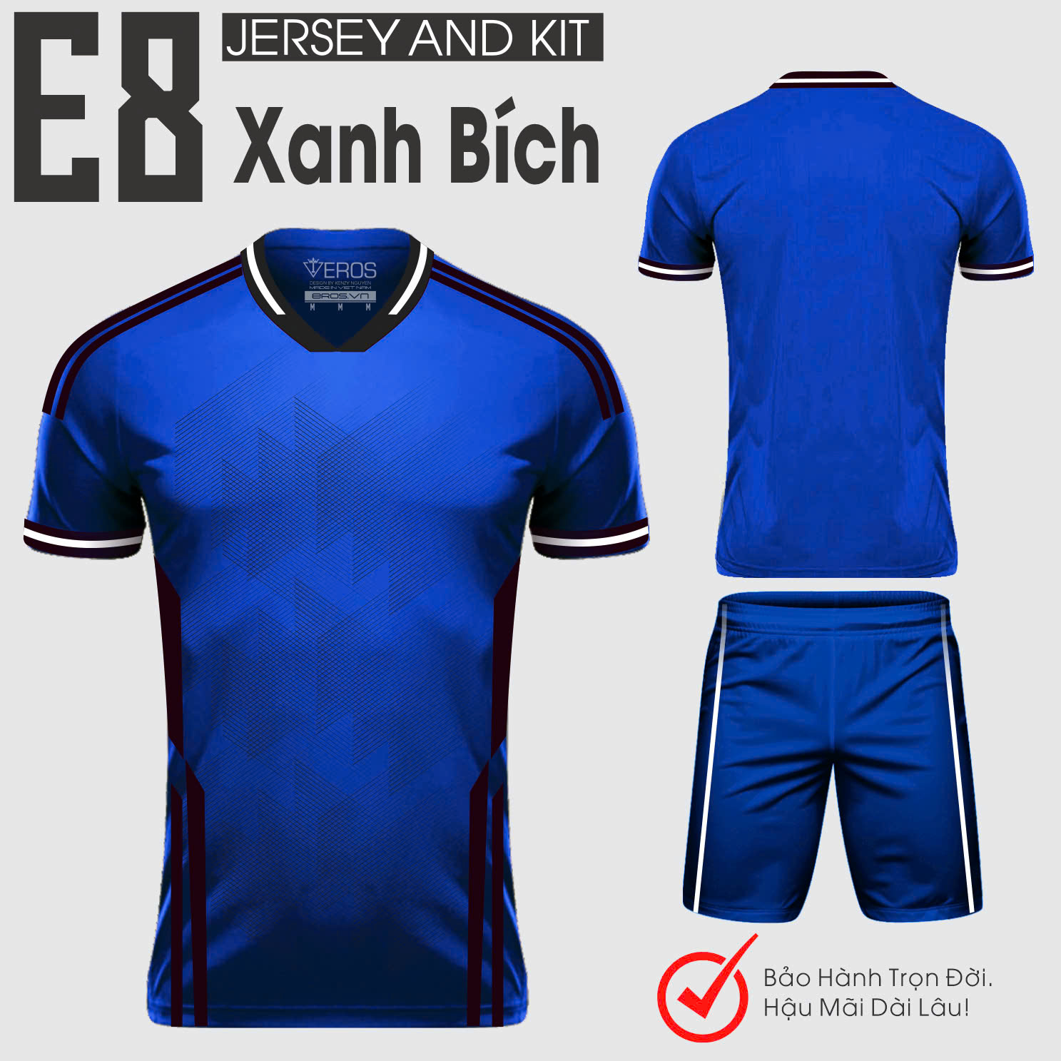 ÁO BÓNG ĐÁ KHÔNG LOGO E8 - XANH BÍCH