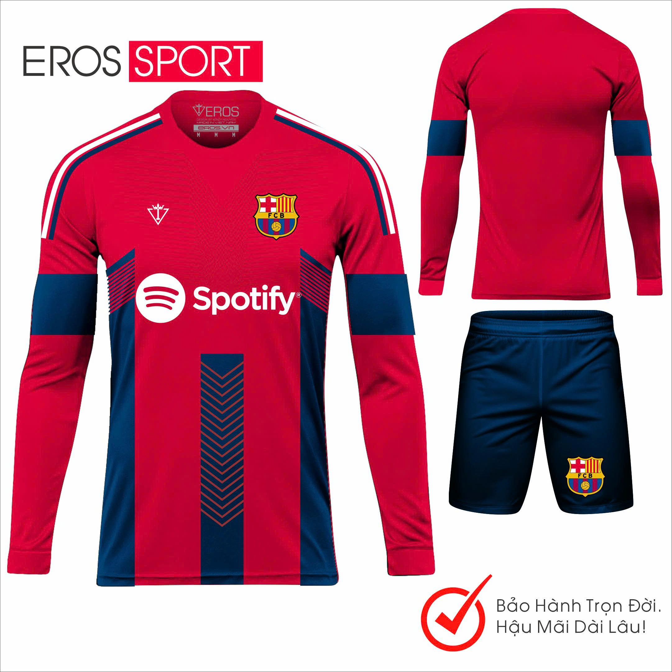 QUẦN ÁO BÓNG ĐÁ ( TAY DÀI ) BARCELONA ĐỎ - D4