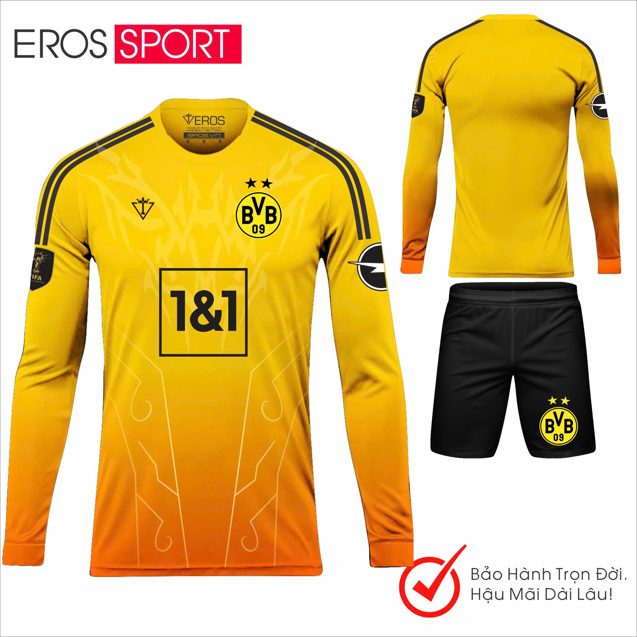 QUẦN ÁO BÓNG ĐÁ ( TAY DÀI ) BORUSSIA DORTMUND VÀNG - D4