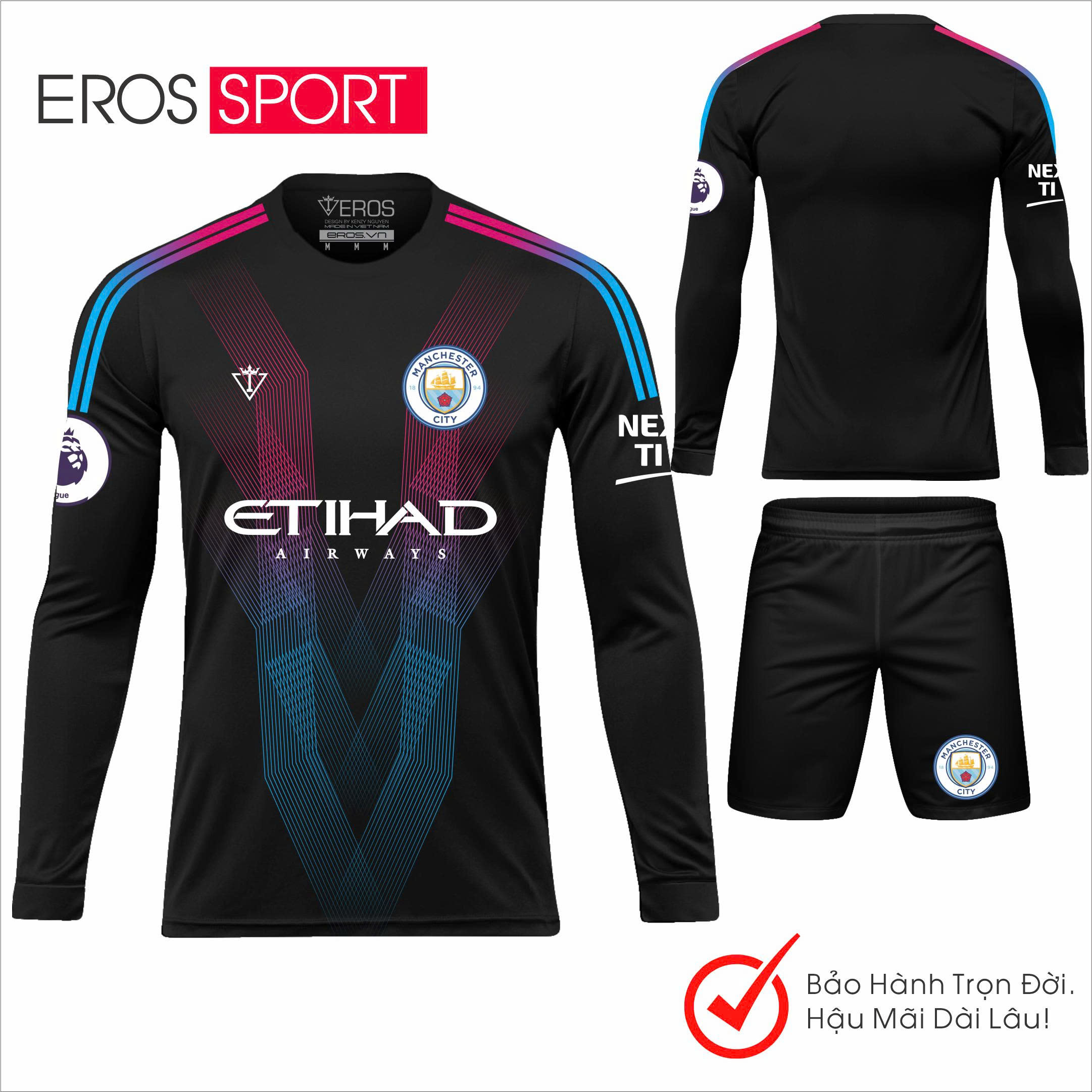 QUẦN ÁO BÓNG ĐÁ ( TAY DÀI ) MANCITY ĐEN - D4