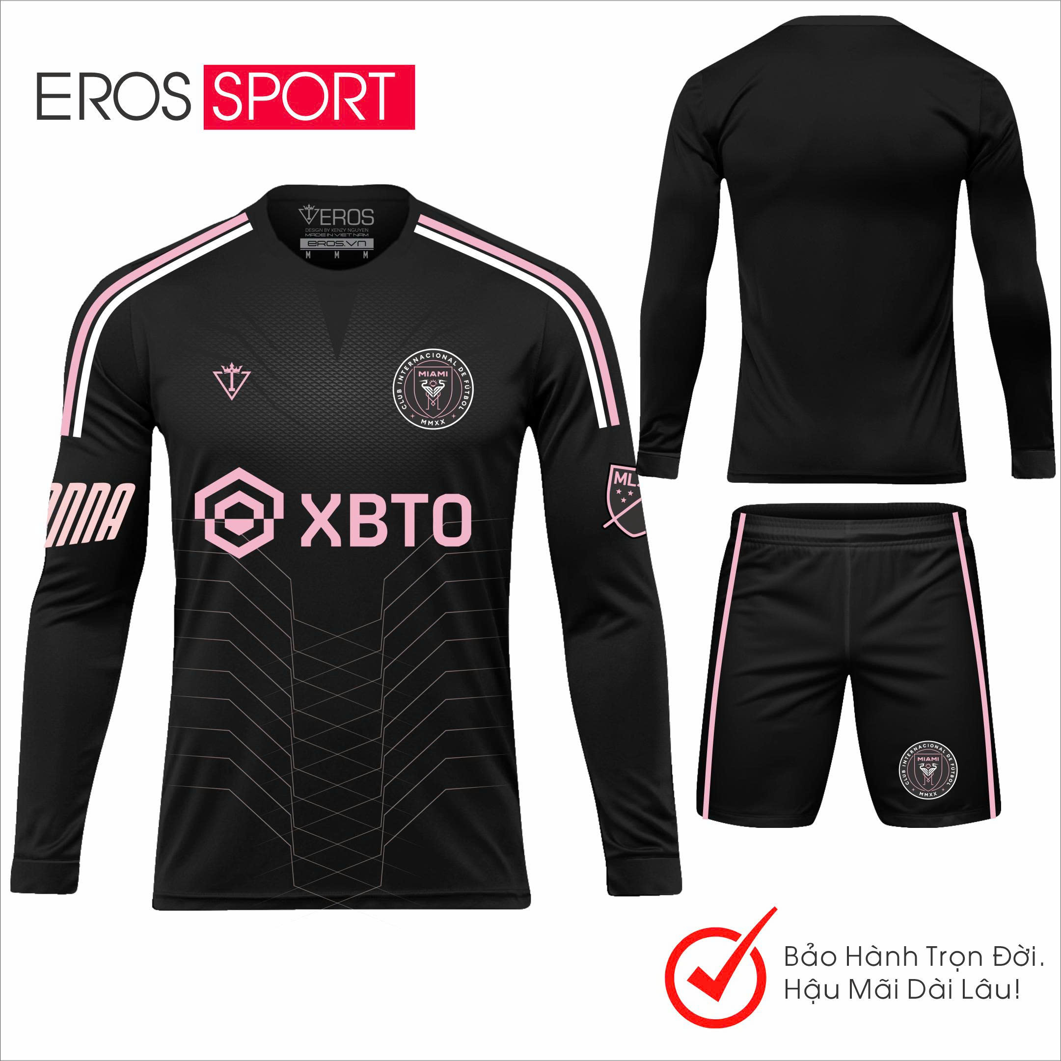 QUẦN ÁO BÓNG ĐÁ ( TAY DÀI ) MIAMI ĐEN - D4