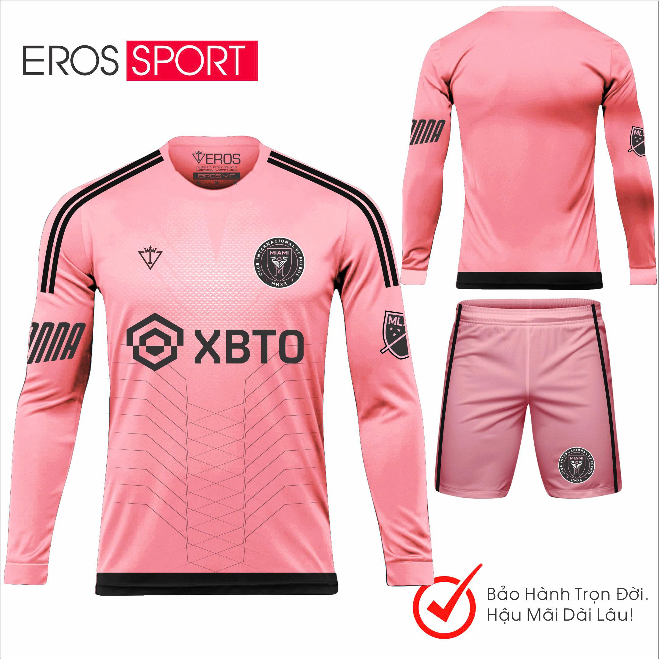 QUẦN ÁO BÓNG ĐÁ ( TAY DÀI ) MIAMI HỒNG - D4