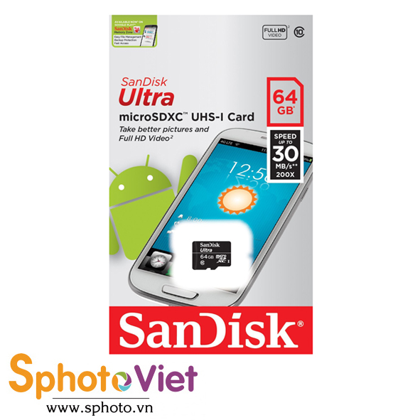 Thẻ nhớ Micro SD 64GB SanDisk 30mb/s