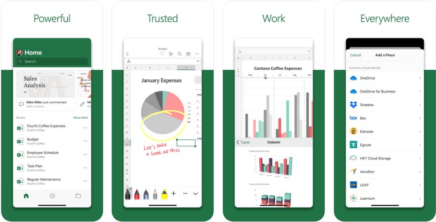 Phần mềm excel cho iphone