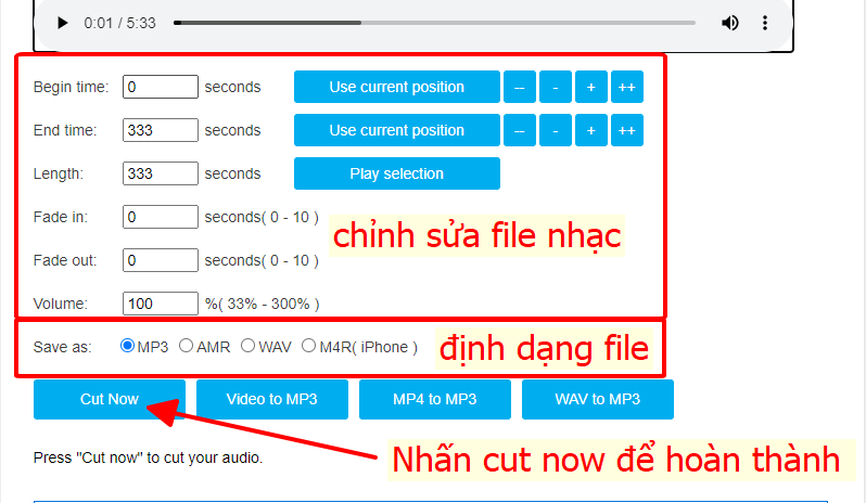 Cách cắt nhạc Mp3 cutter