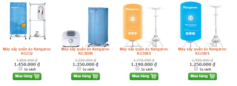 Khuyến mại lên đến 40% sản phẩm máy sấy quần áo kangaroo đến ngày 15/03