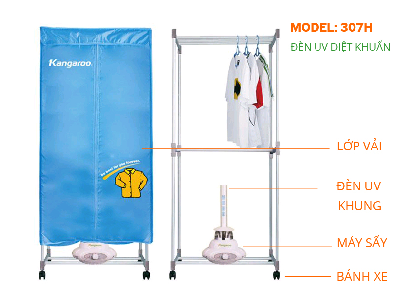 Máy sấy quần áo Kangaroo KG307H