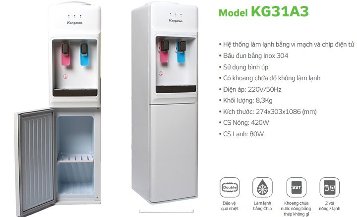 tính năng cây nước nóng lạnh Kangaroo KG31A3