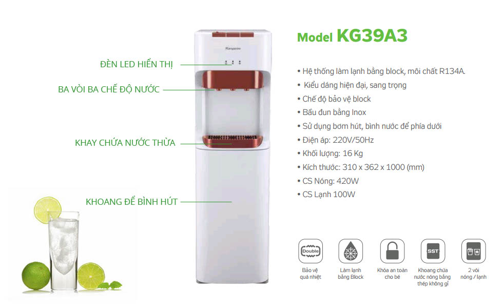  Cây nước nóng lạnh Kangaroo KG39A3