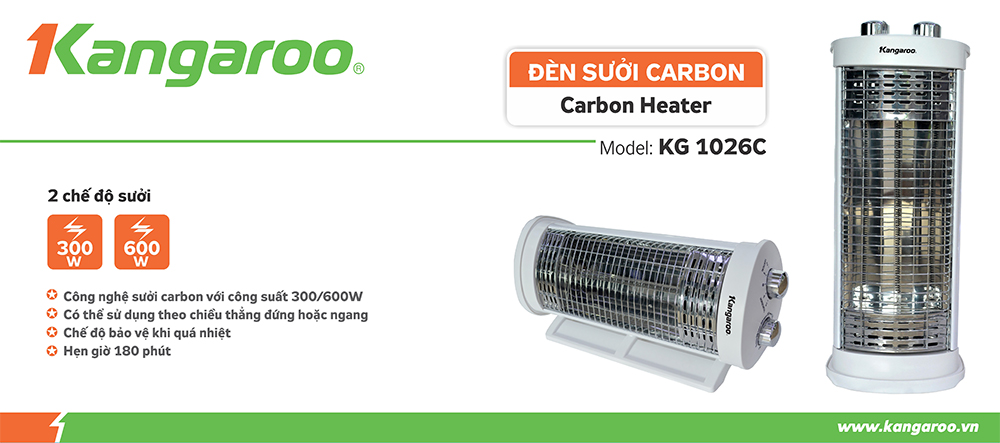Đèn sưởi carbon Kangaroo KG1026C