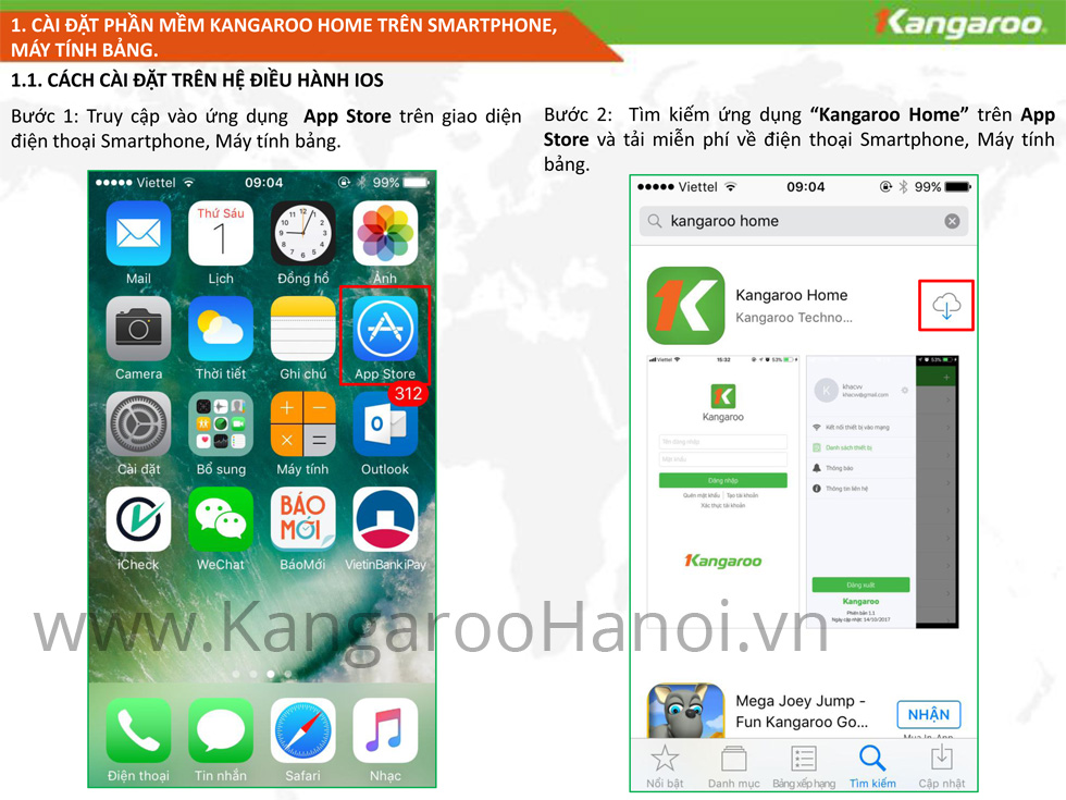 Hướng dẫn tải và cài đặt phần mềm Kangaroo Home - Bước 1
