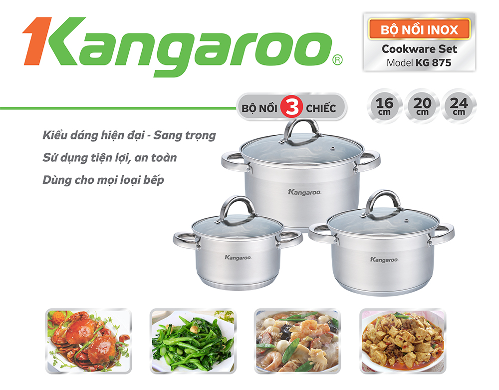 Bộ nồi inox Kangaroo KG875