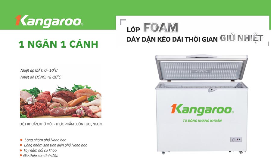Tủ đông kháng khuẩn Kangaroo KG388A1