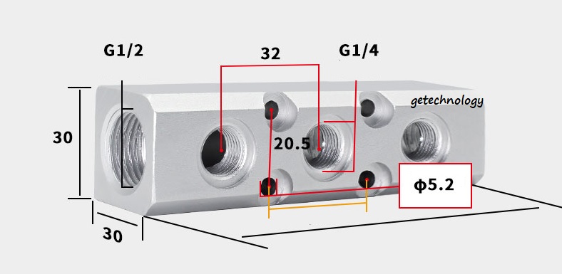 Thanh chia khí nhiều cổng chia 2,3,4,5 ren trong LA2, LA3, LA4, Bộ chia khí nhiều cổng LA2, LA3, LA4