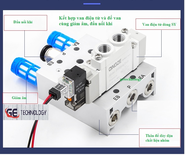 Đế van SS5Y3-20-03 SS5Y3-20-05 SS5Y3-20-07 dùng cho van điện từ dòng SY3000 SMC