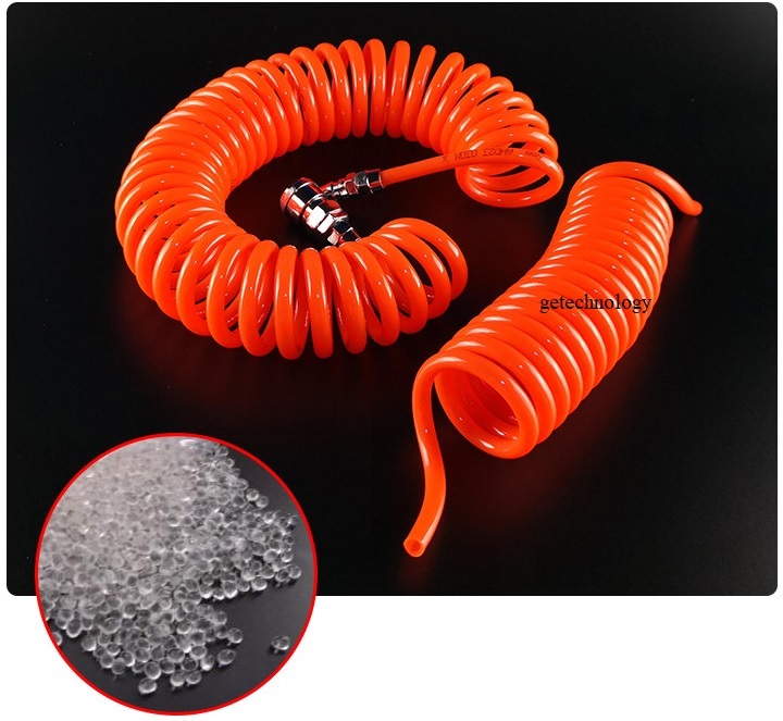 Ống dây khí xoắn PU phi 8, phi 10, phi 12 dài 3m, 6m, 9m, 12m, ống dây xoắn khí nén