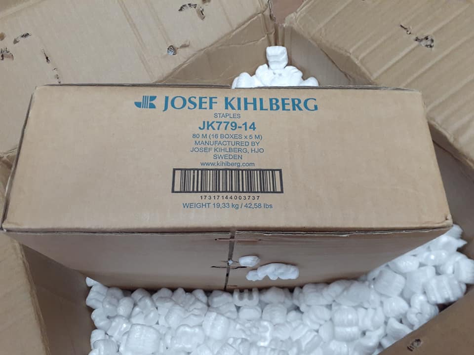 Máy dập ghim, máy bắn ghim vỏ thùng Carton JK20T779, ghim JK779/14 hãng JK