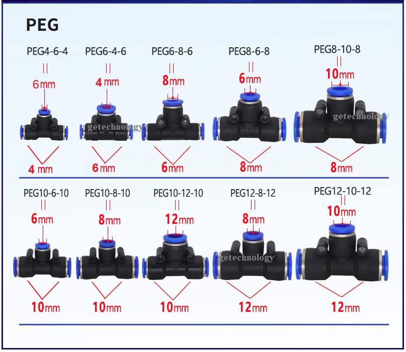 Đầu nối khí chữ T PEG