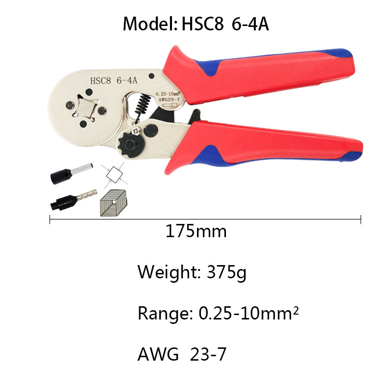 Kìm bấm đầu cốt pin rỗng HSC8 6 4A