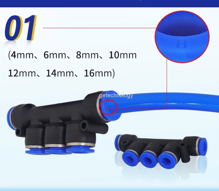 Đầu nối hơi nhanh chia 5 PK4-4 PK6-6 PK8-8 PK10-10 PK12-12 cút nối khí 5 cổng PK4 PK6 PK8 PK10 PK12