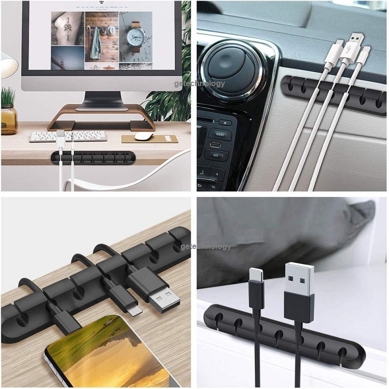 Miếng dán Silicone Kẹp Giữ Dây Cáp Sạc Điện Thoại, Máy Tính Cao Cấp - Keo 3M Siêu Dính, Đế Kẹp Dây Cáp Sắp Xếp Gọn Gàng