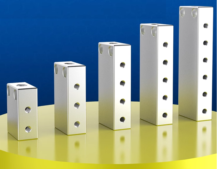 Bộ chia khí nhiều cổng 1 đầu vào ra 4,6,8,10,12,14,16 cổng, gas distribution, Thanh chia khí nén nhiều cổng