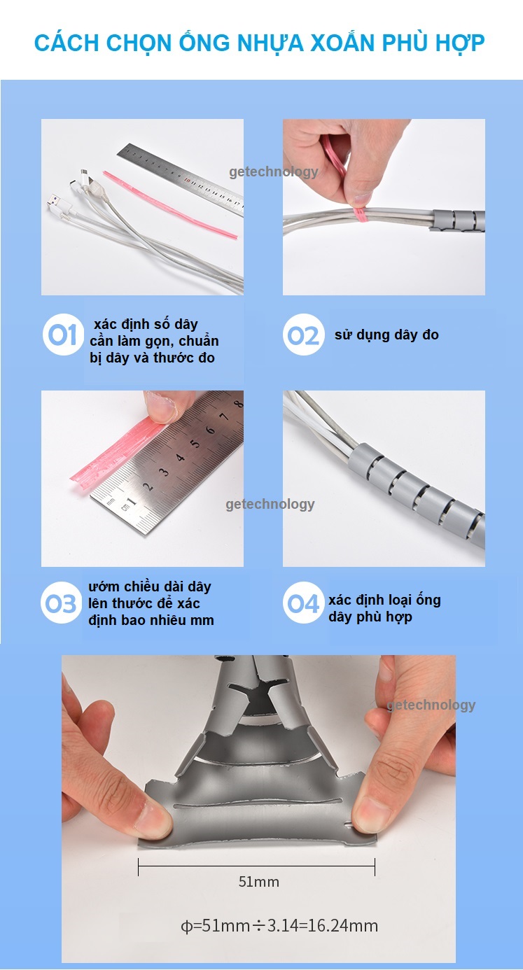 Ống nhựa Xoắn Quấn Gọn Dây Cáp, Làm Gọn Dây Điện, Dây ruột gà, ống ruột gà