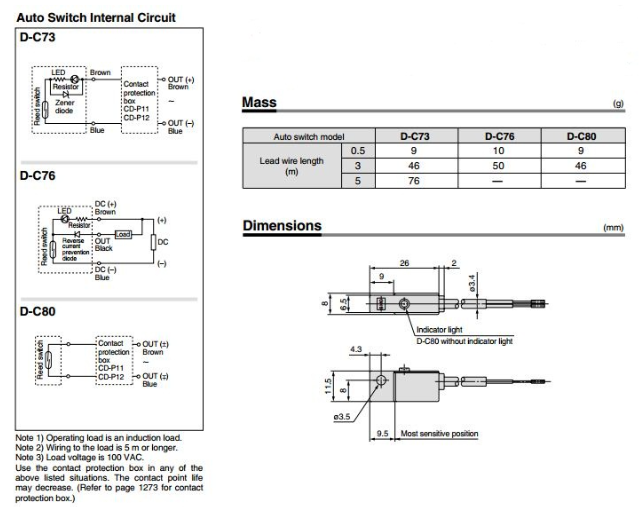 Cảm biến xi lanh D-C73 hãng AKS, Cảm biến xi lanh khí D-C73 hãng AKS