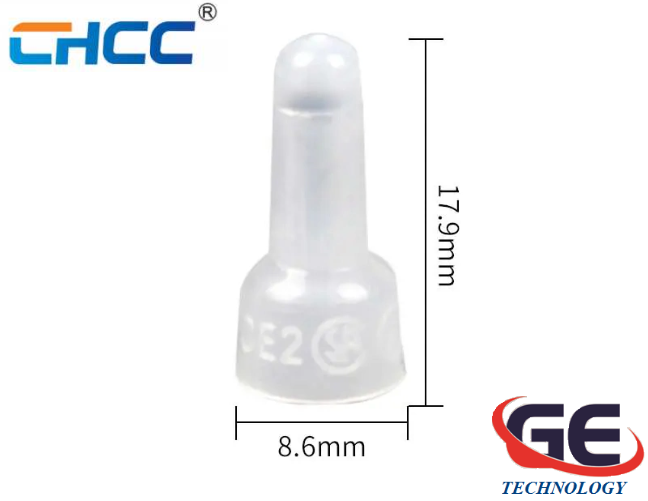 Đầu cốt chụp, đầu cos chụp, đầu chụp cốt nối, đầu cốt nối dây điện CE-1X, CE-2X, CE-5X, CE-8X  hãng CHCC