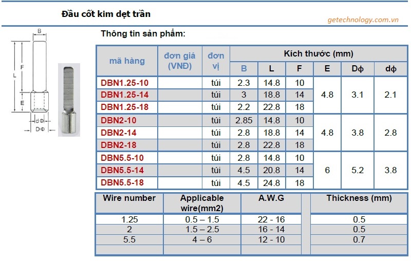 đầu cốt kim dẹt trần