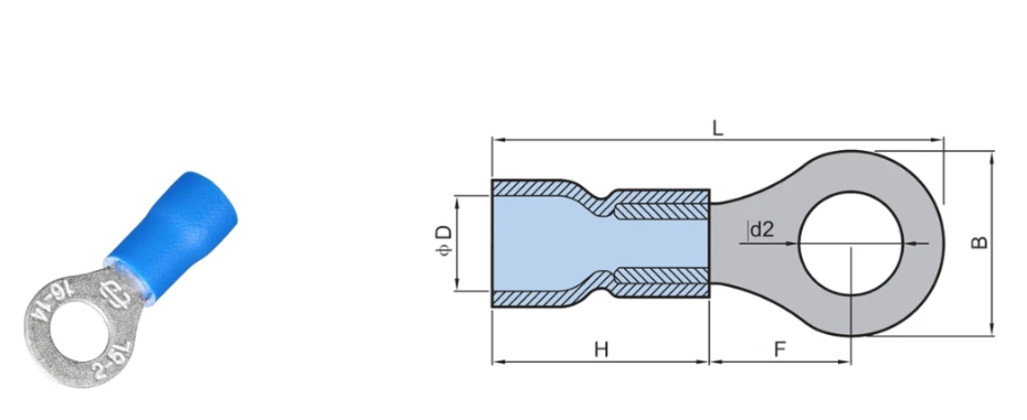 Đầu cốt tròn bọc nhựa, Đầu cos tròn bọc nhựa RV1.25-3.2, RV1.25-4S, RV1.25-5, RV1.25-5S, RV1.25-6, RV1.25-8, RV2-4S, RV2-5S, RV2-6, RV2-8, RV3.5-5, RV5.5-4 hãng CHCC